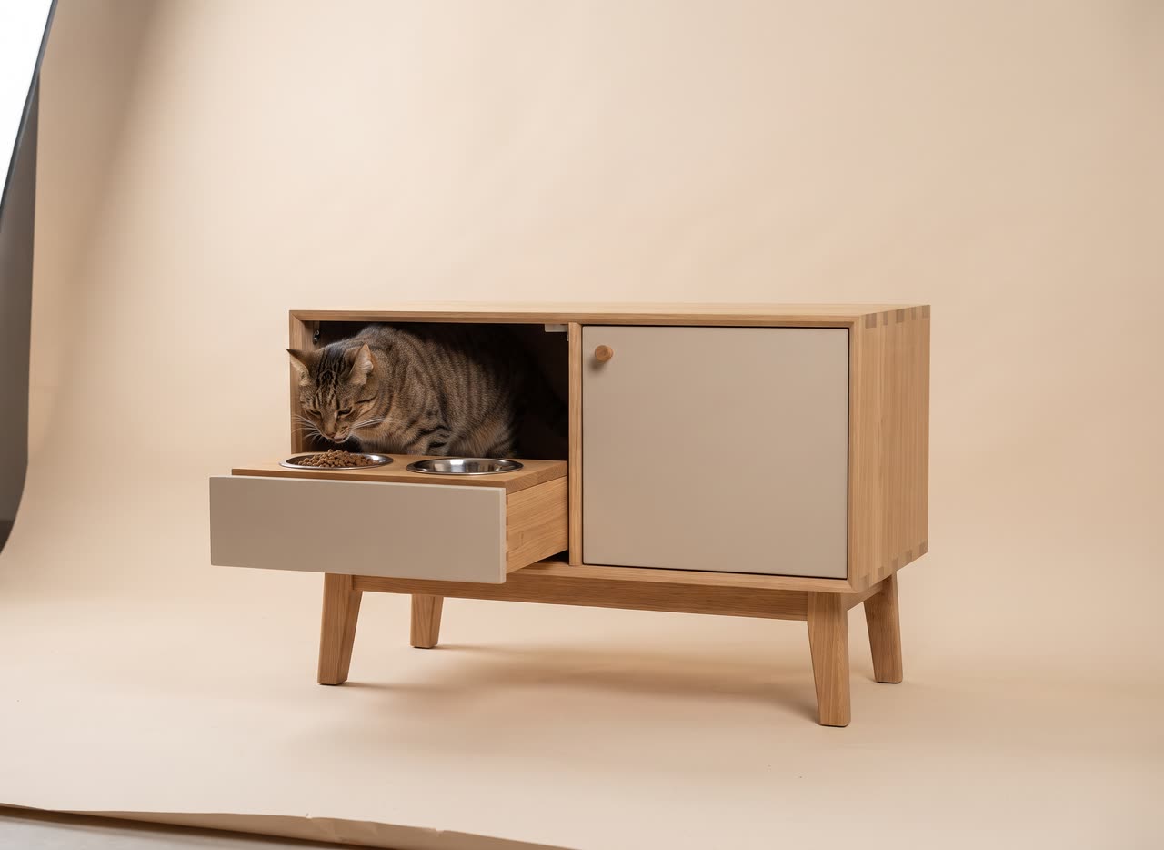 Futterstation Katze. Concept visual