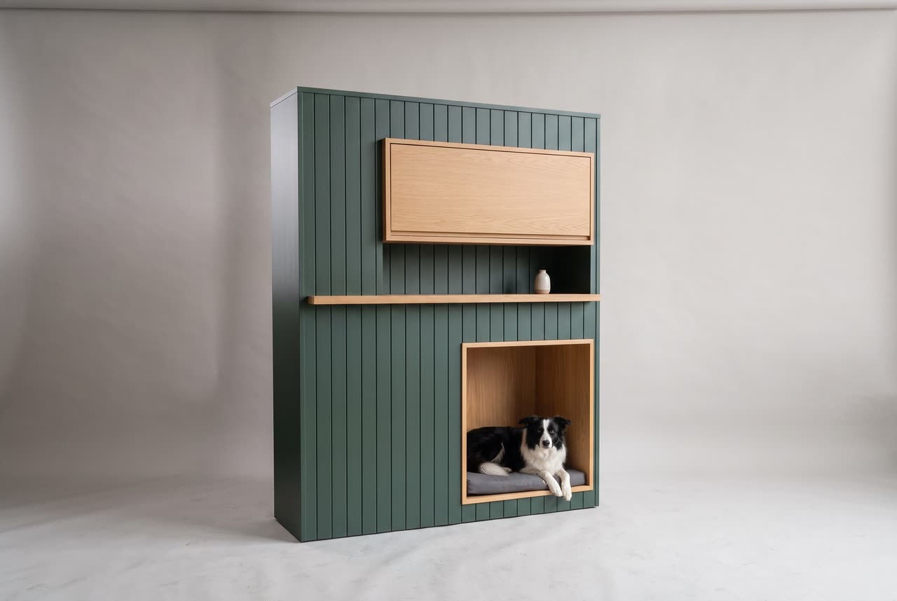 Panel, a green grooved wall with a den niche. Concept visual