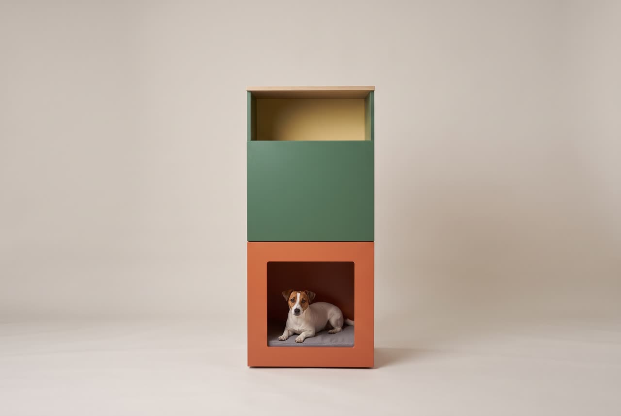 Totem, a tall cabinet in colour bands. Concept visual