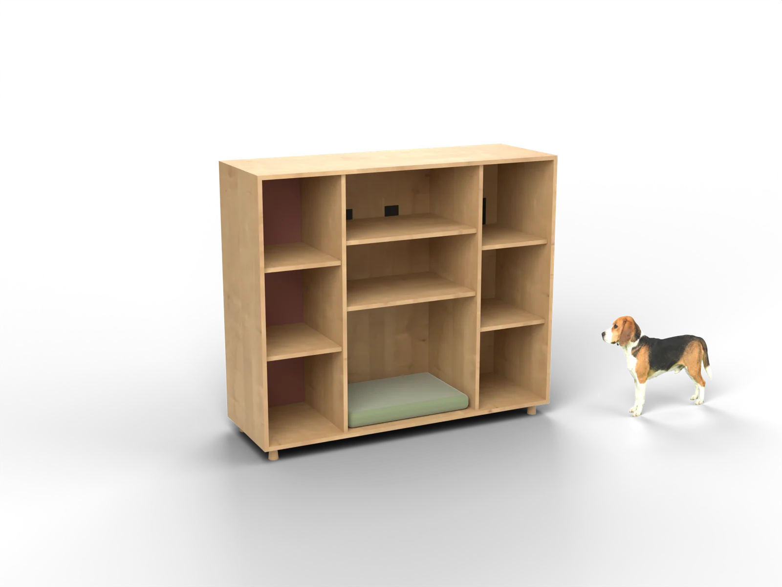 Grid, gerenderd uit onze tekening, met een beagle