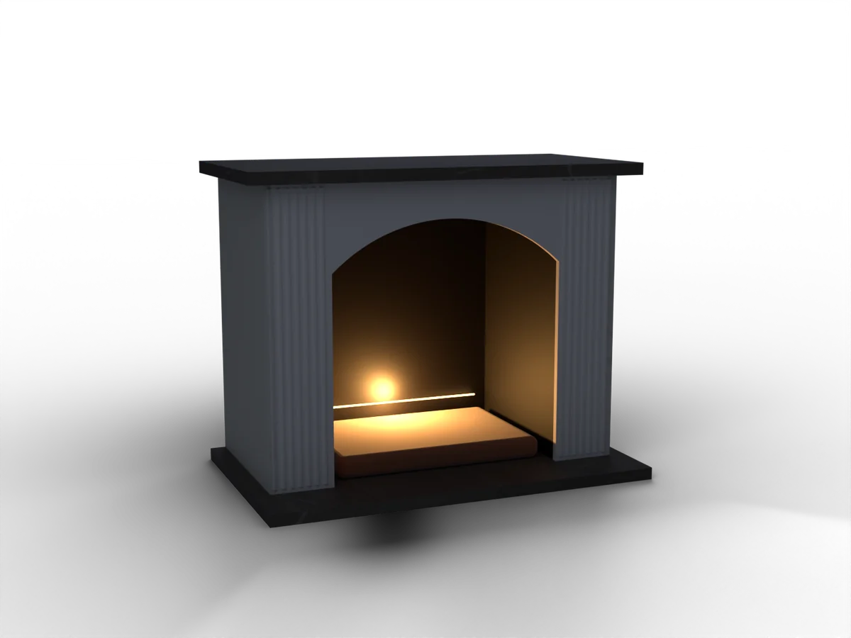 Kamin am Abend, mit warmer LED
