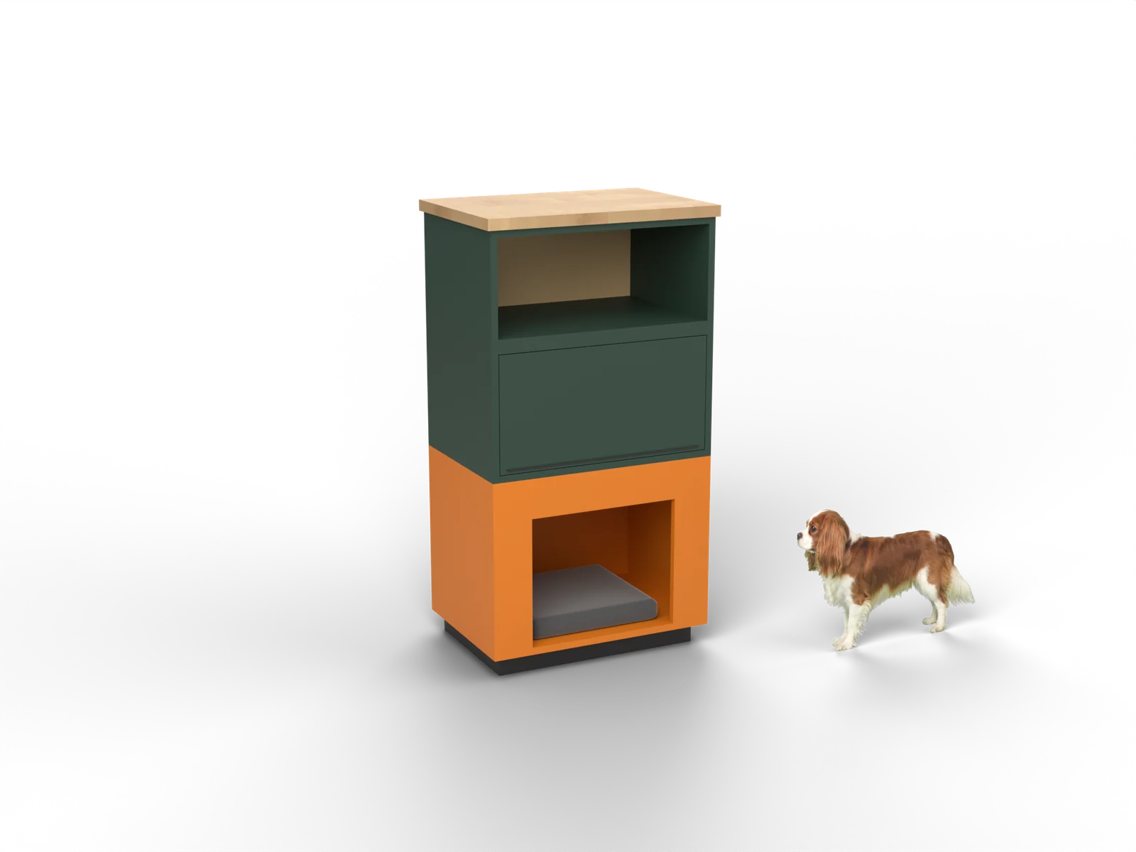 Totem, rendu à partir de notre plan, avec un cavalier king charles